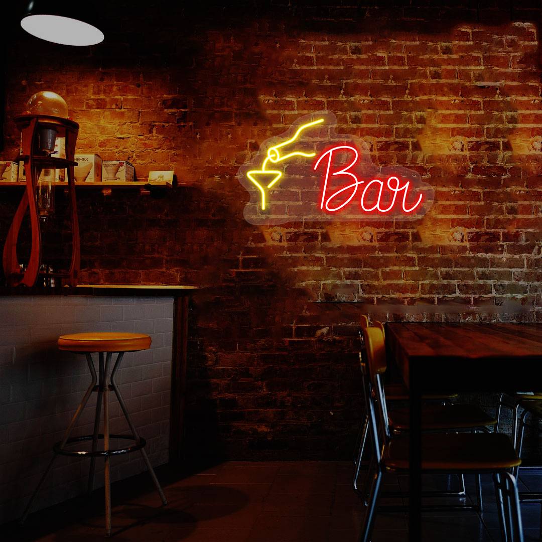 Bar Bottle Glass Neon Sign