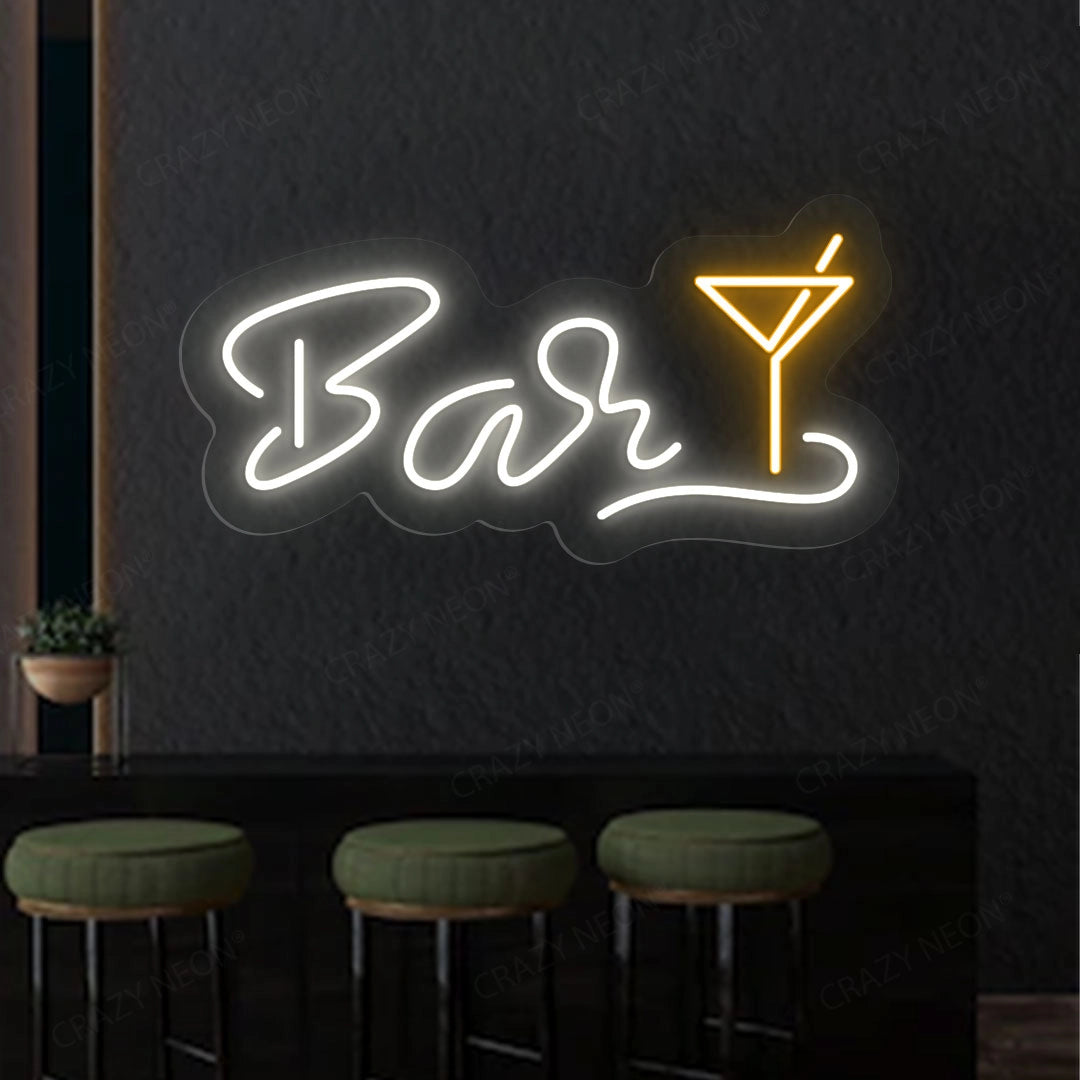 Bar Martini Glass Neon Sign Multicolor
