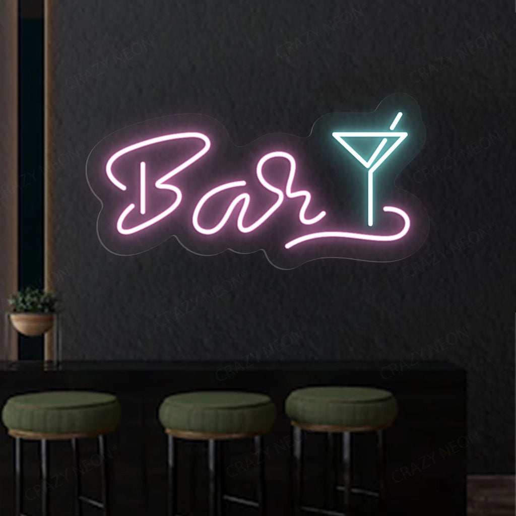 Bar Martini Glass Neon Sign Multicolor