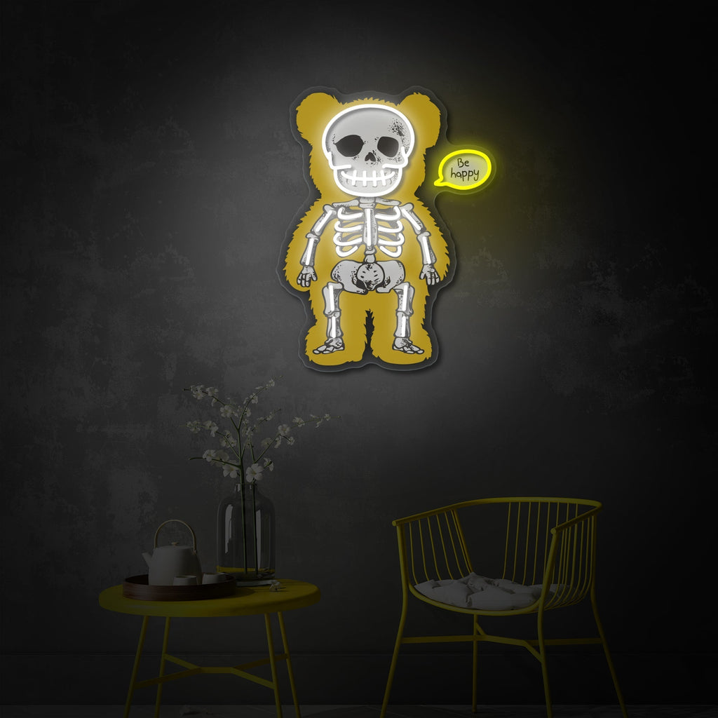 Bear Skeleton LED Neon Sign | Gothic Wall Decor