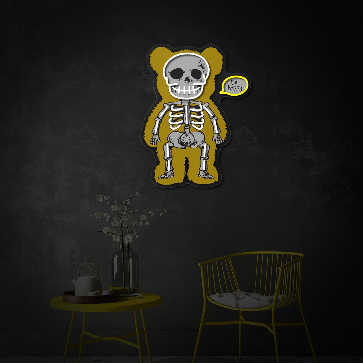 Bear Skeleton LED Neon Sign | Gothic Wall Decor