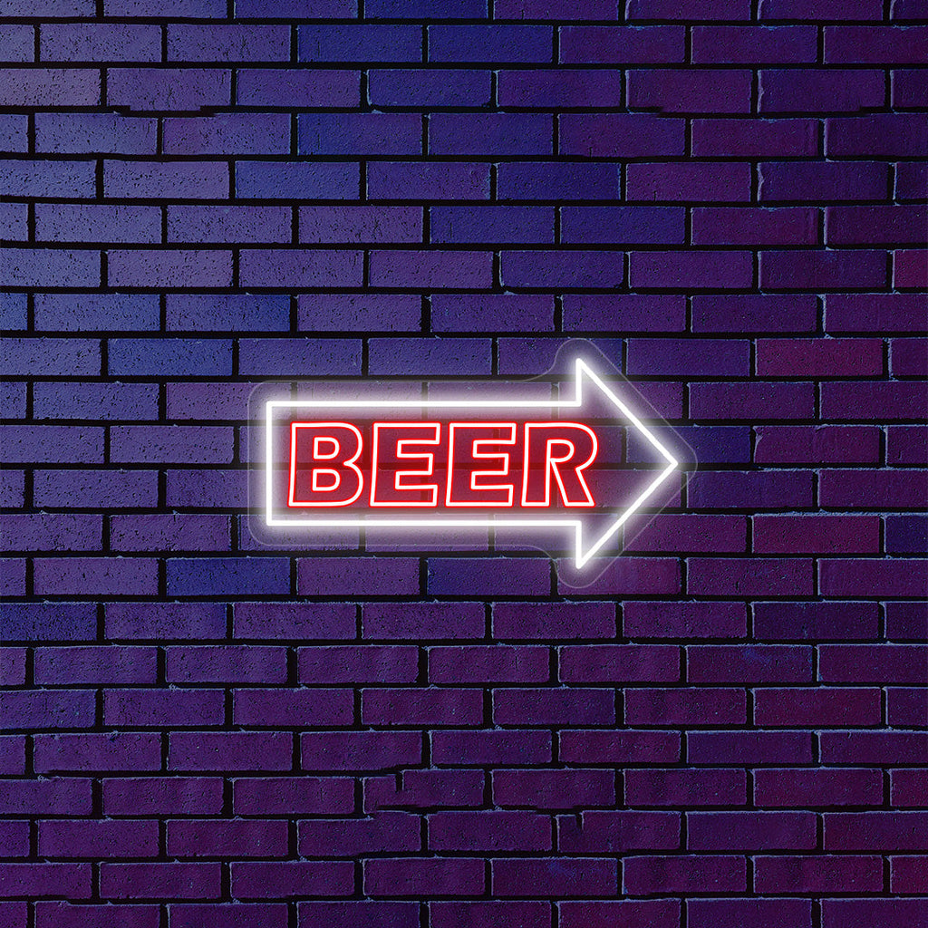 Beer Arrow Neon Sign - Multicolor