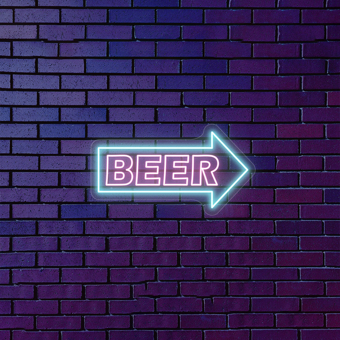 Beer Arrow Neon Sign - Multicolor