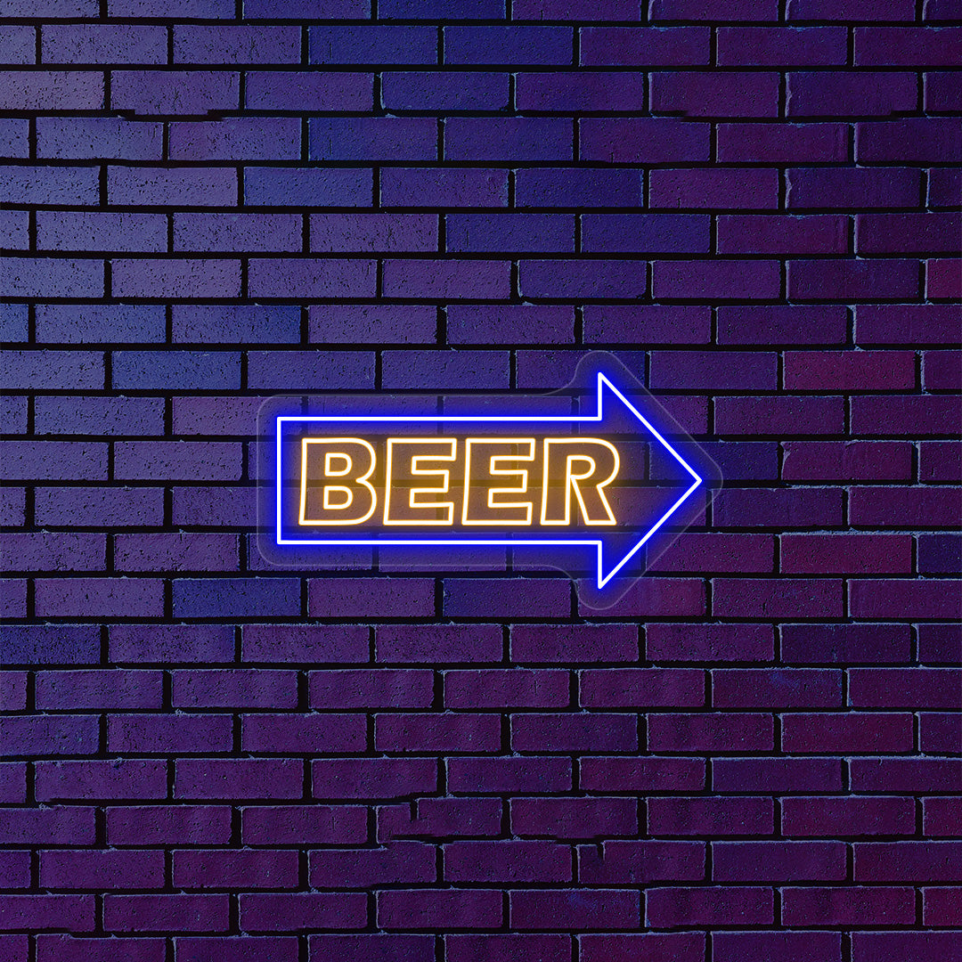 Beer Arrow Neon Sign - Multicolor
