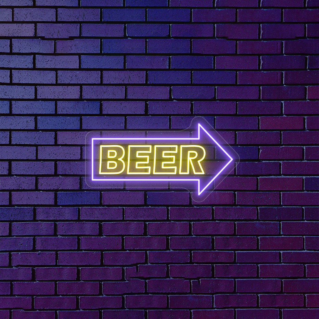 Beer Arrow Neon Sign - Multicolor