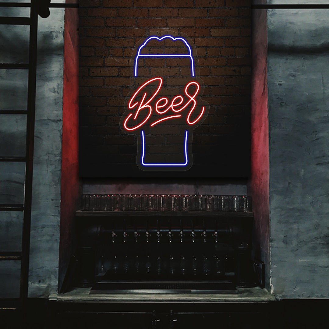 Beer Glass Neon Sign Multicolor
