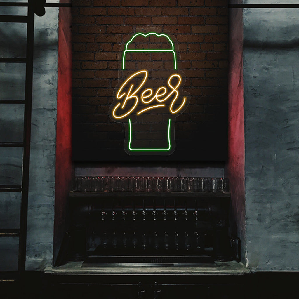 Beer Glass Neon Sign Multicolor