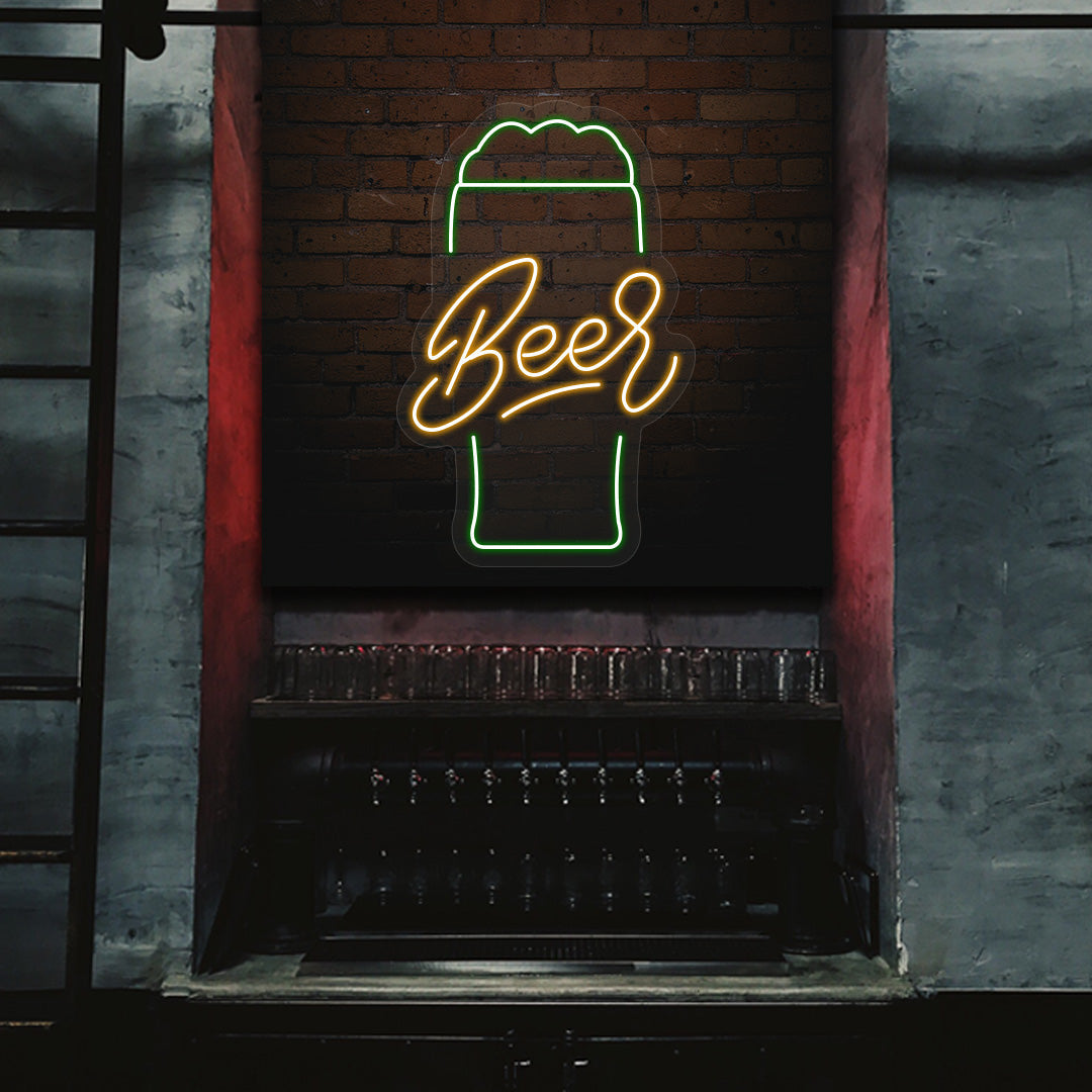Beer Glass Neon Sign Multicolor