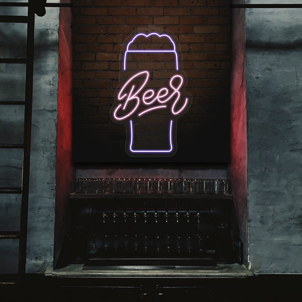 Beer Glass Neon Sign Multicolor