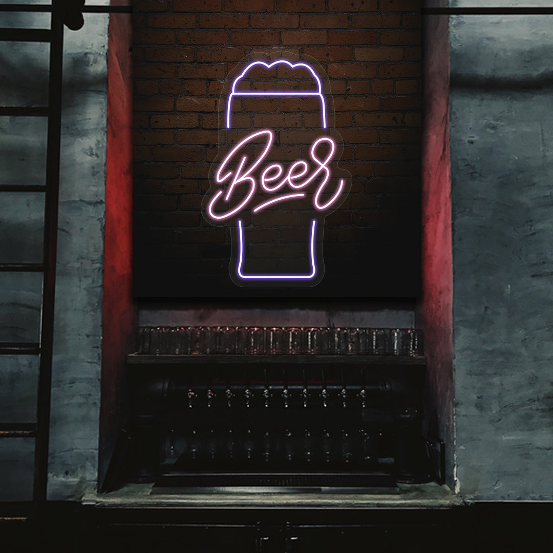 Beer Glass Neon Sign Multicolor