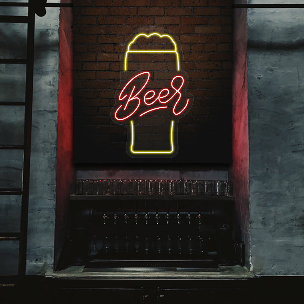 Beer Glass Neon Sign Multicolor