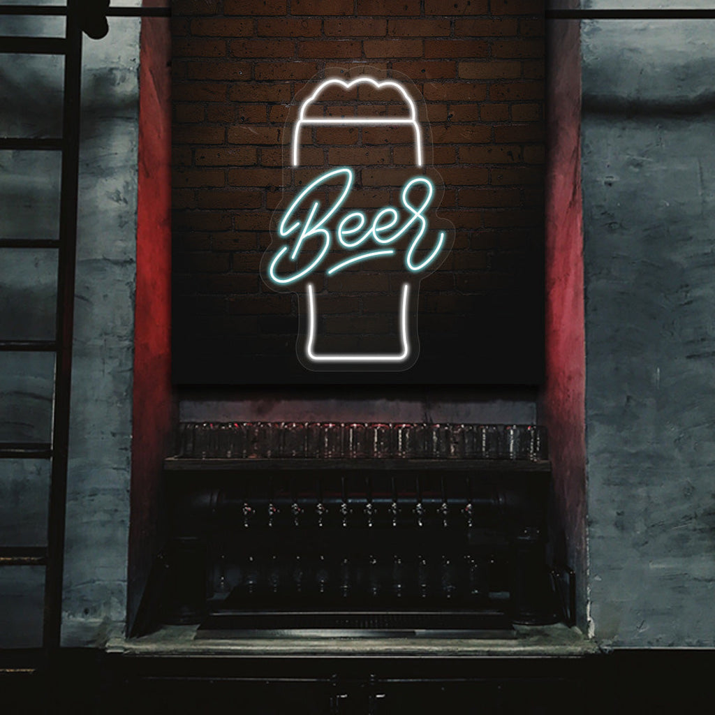 Beer Glass Neon Sign Multicolor