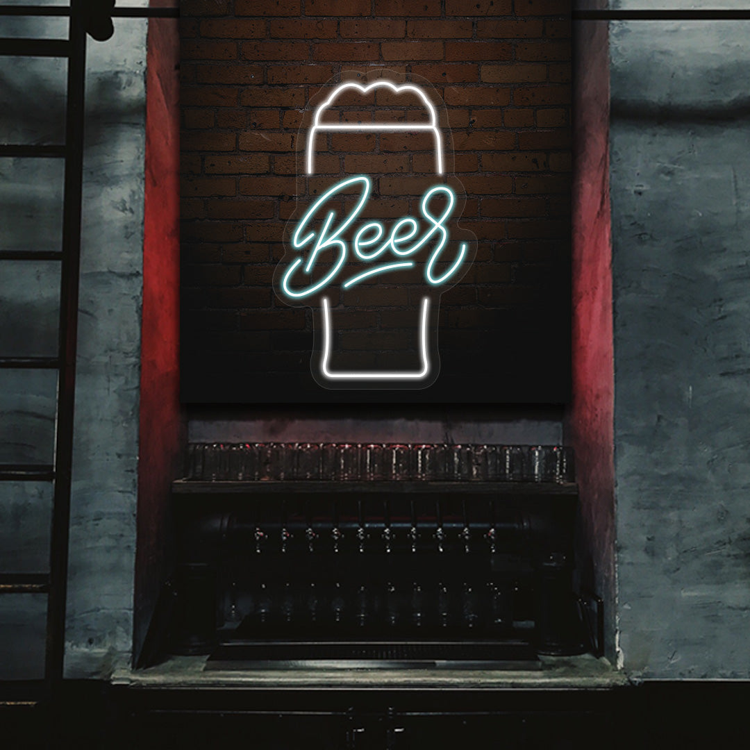 Beer Glass Neon Sign Multicolor