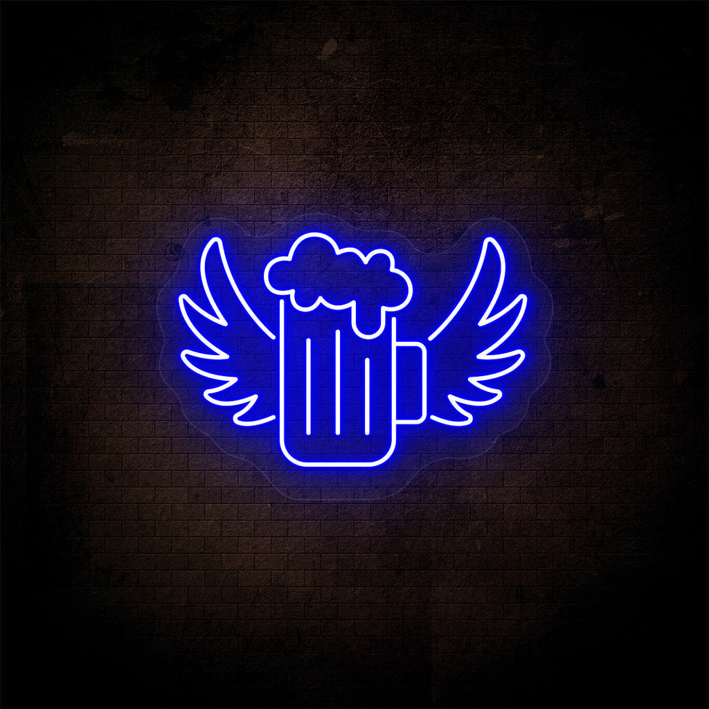 Beer Mug With Angel Wings Neon Sign
