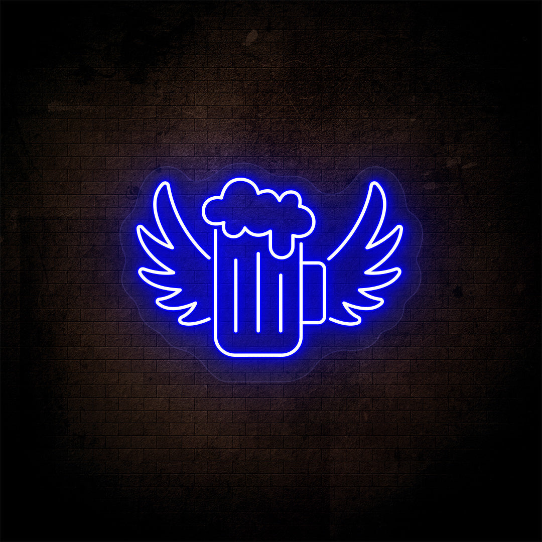 Beer Mug With Angel Wings Neon Sign