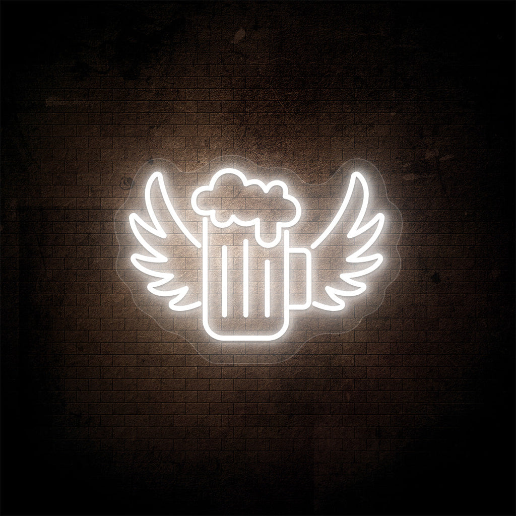 Beer Mug With Angel Wings Neon Sign