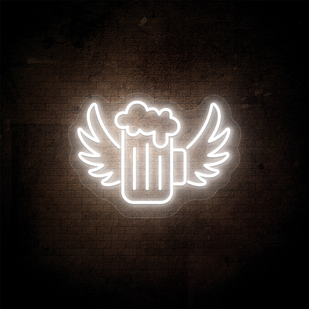 Beer Mug With Angel Wings Neon Sign