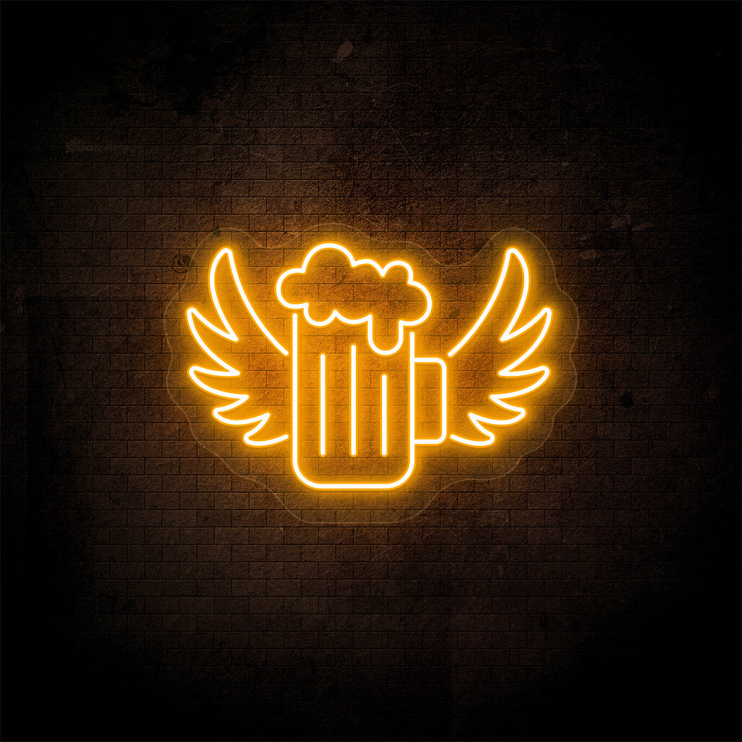 Beer Mug With Angel Wings Neon Sign