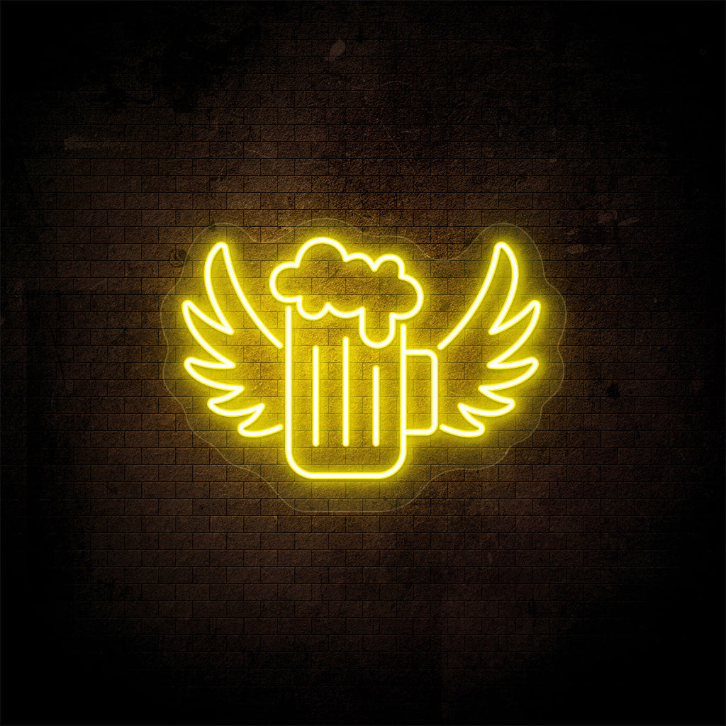 Beer Mug With Angel Wings Neon Sign