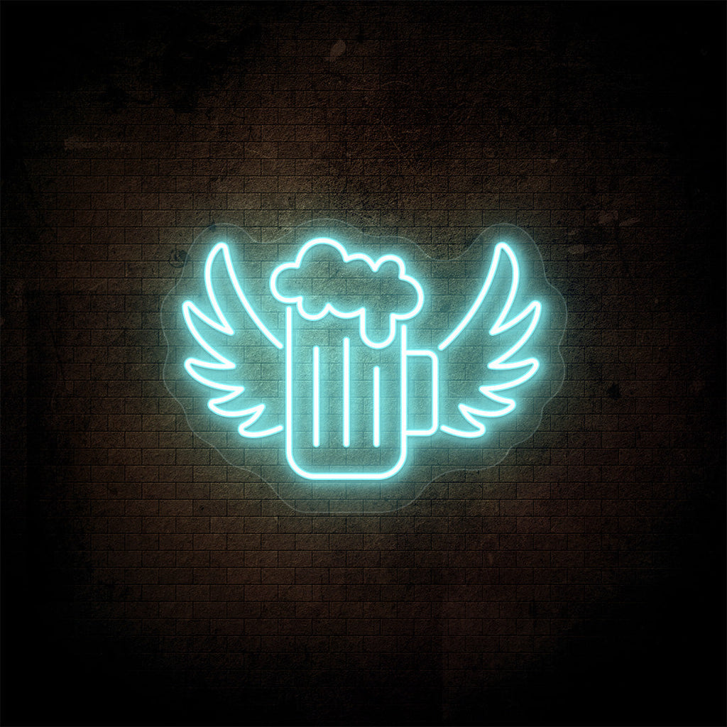 Beer Mug With Angel Wings Neon Sign