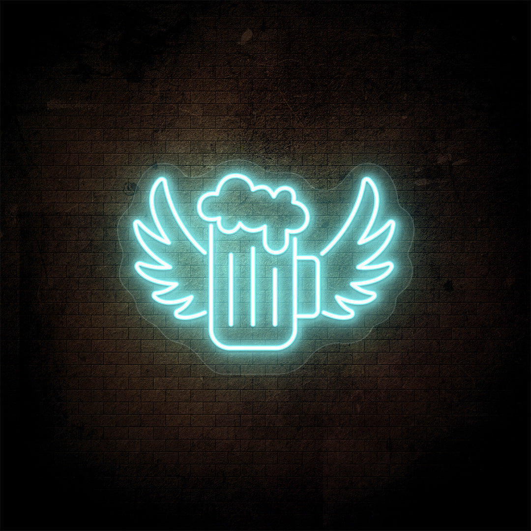 Beer Mug With Angel Wings Neon Sign