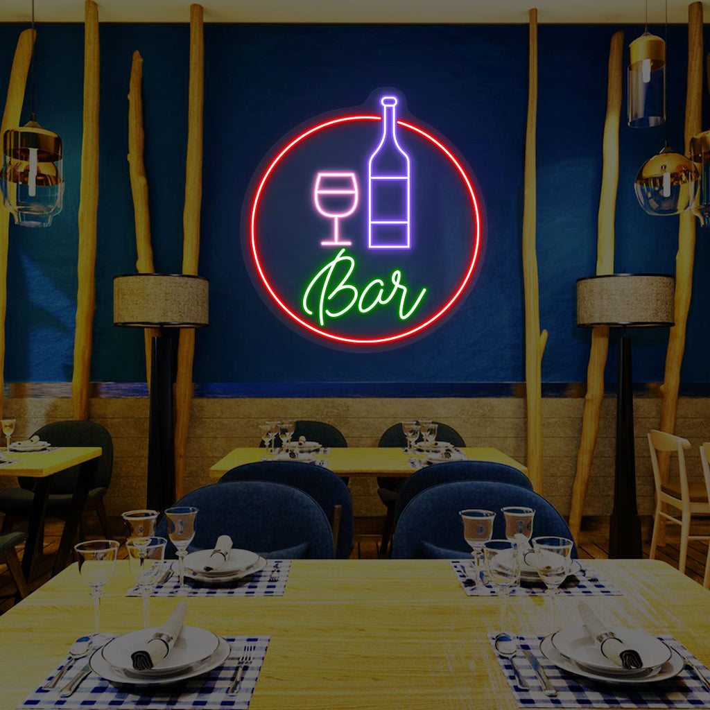 Bottle Glass Bar Neon Sign