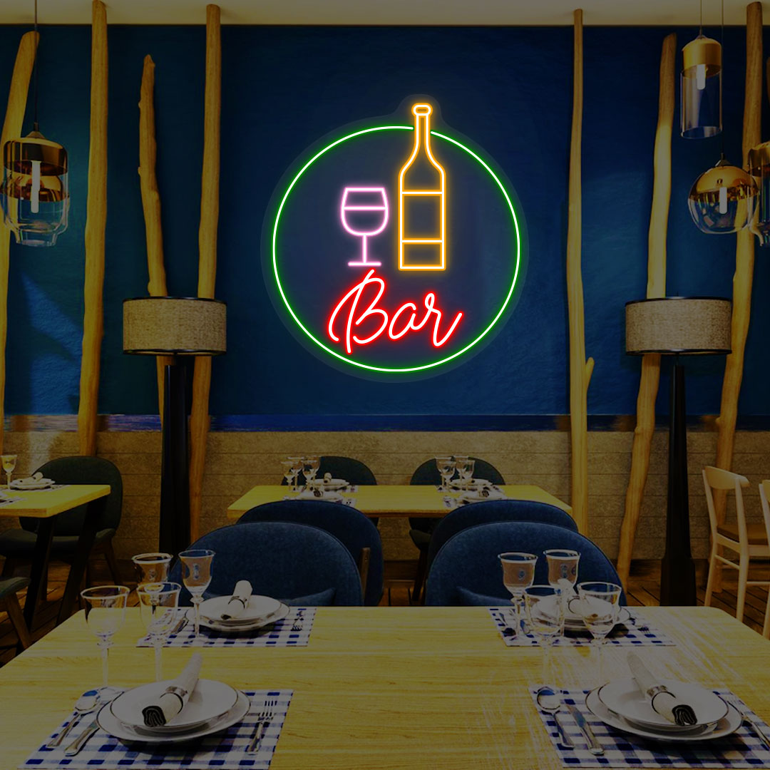 Bottle Glass Bar Neon Sign