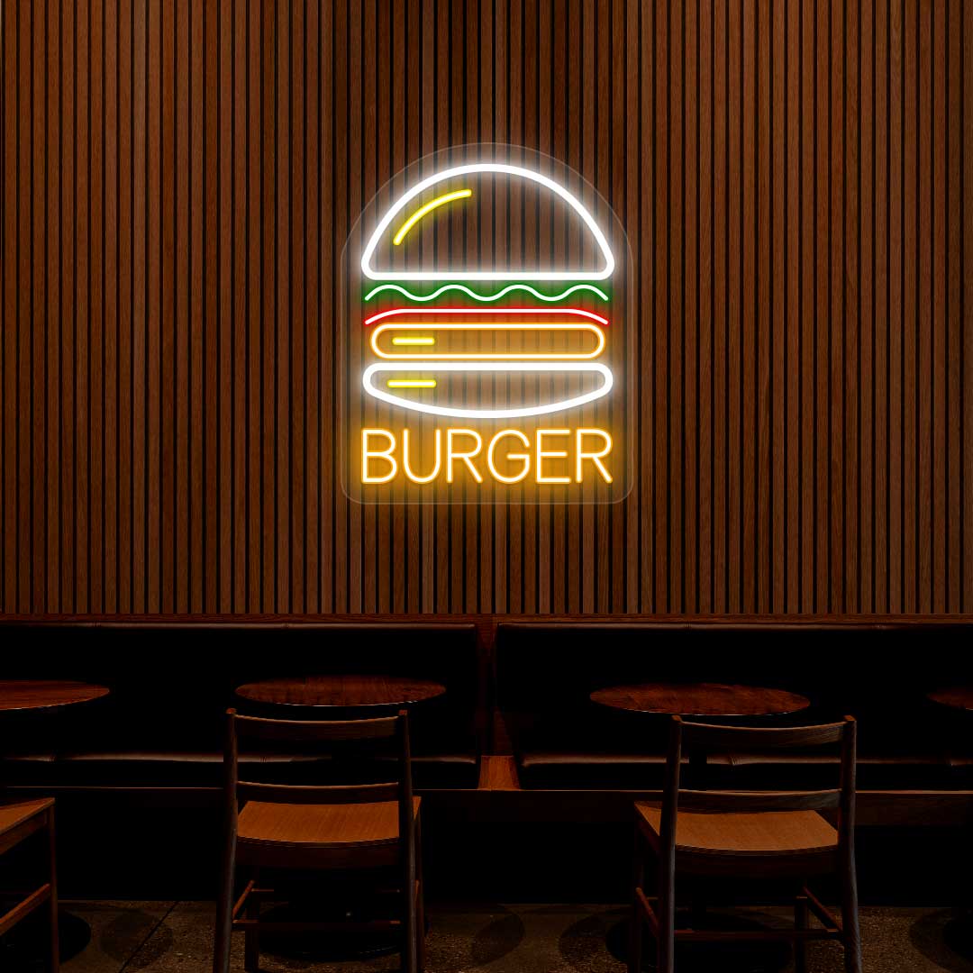 Burger Neon Sign - Multicolor