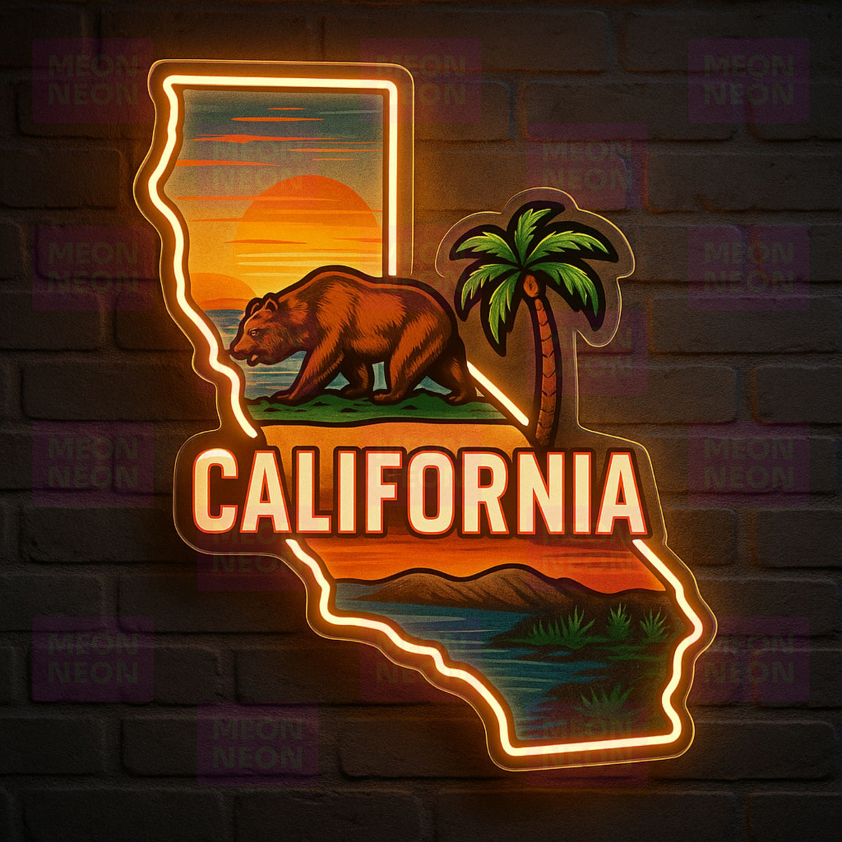 California Mountain Paradise Badge Neon Sign