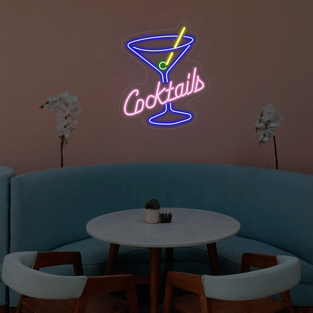 Cocktails Glass Neon Sign
