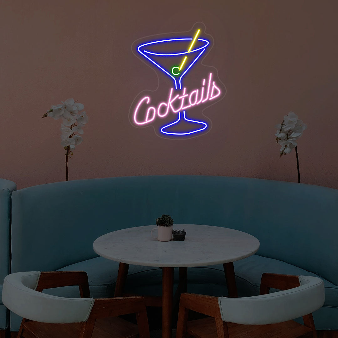 Cocktails Glass Neon Sign