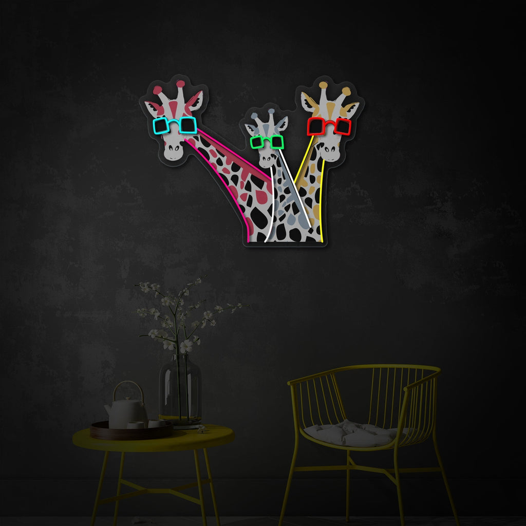 Cool Giraffes LED Neon Sign | Animal Pop Art