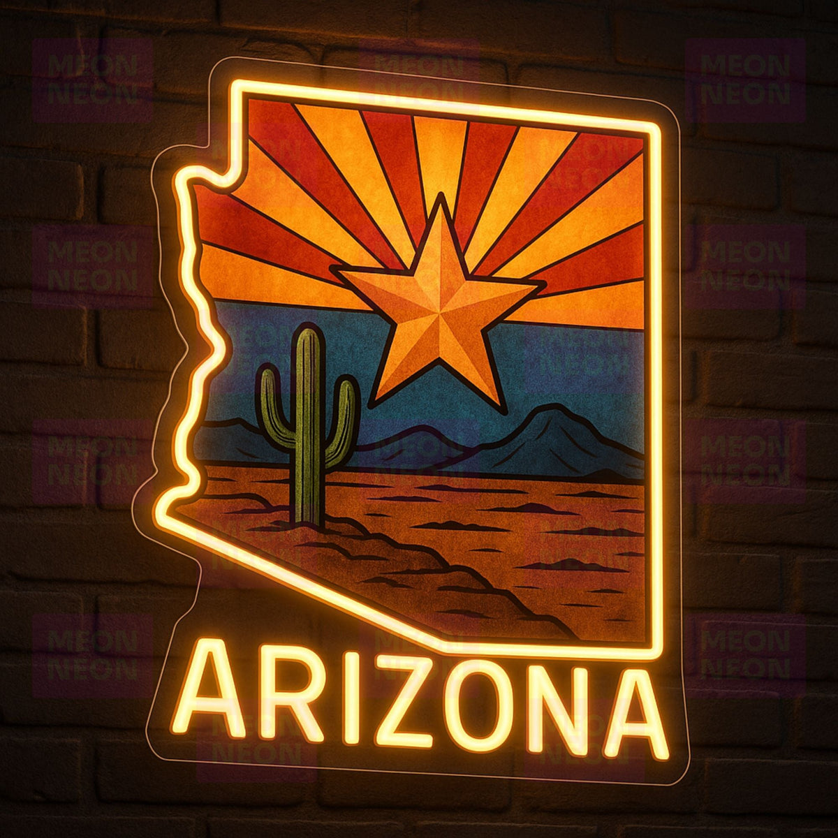 Copper Star State - Arizona Flag Star Neon Sign