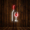 Elegant Wine Glass With Bottle Neon Sign