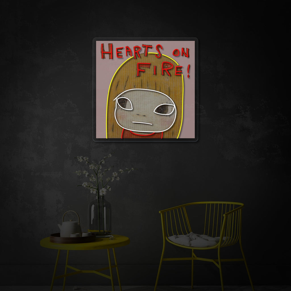 Flaming Hearts LED Neon Sign | Love Wall Art