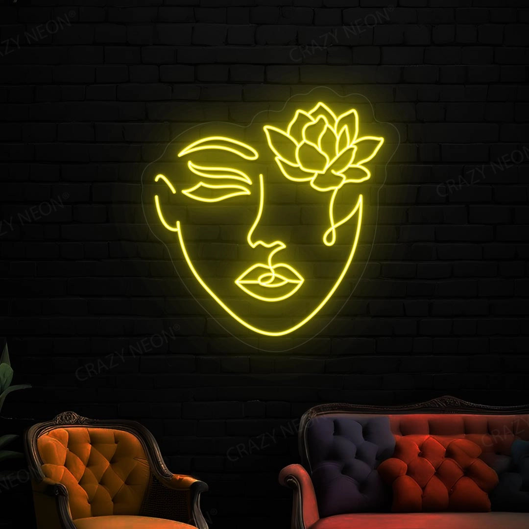 Flower With Face Neon Sign