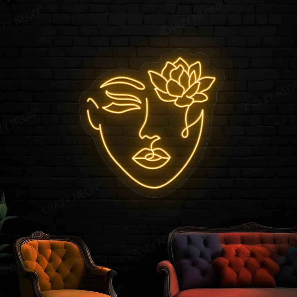 Flower With Face Neon Sign