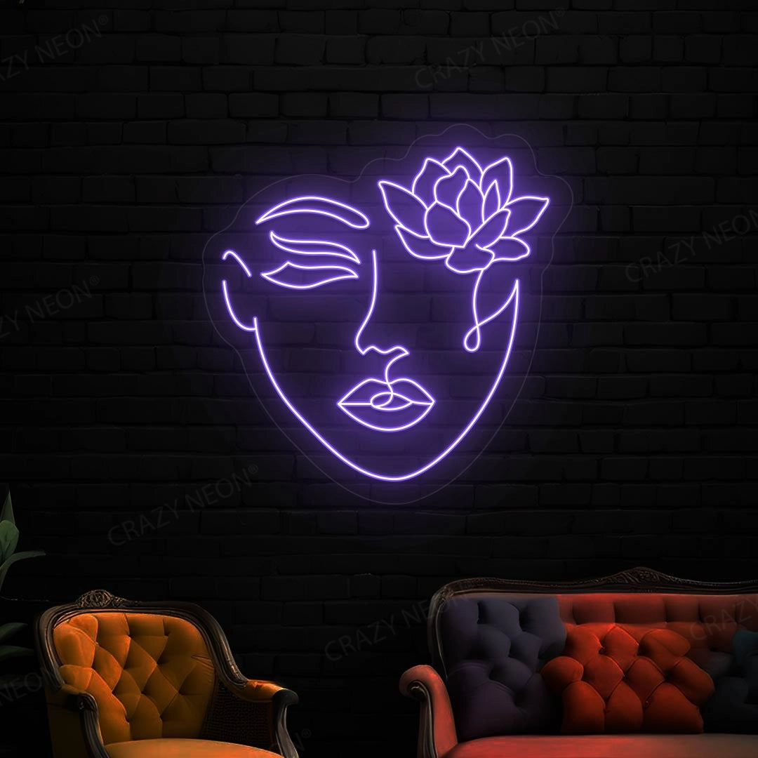 Flower With Face Neon Sign