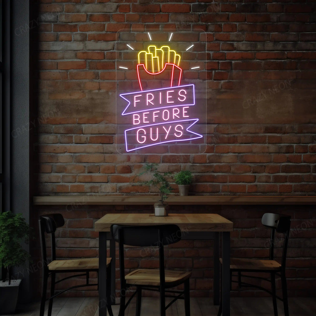 Fries Before Guys-Multicolor Neon Sign