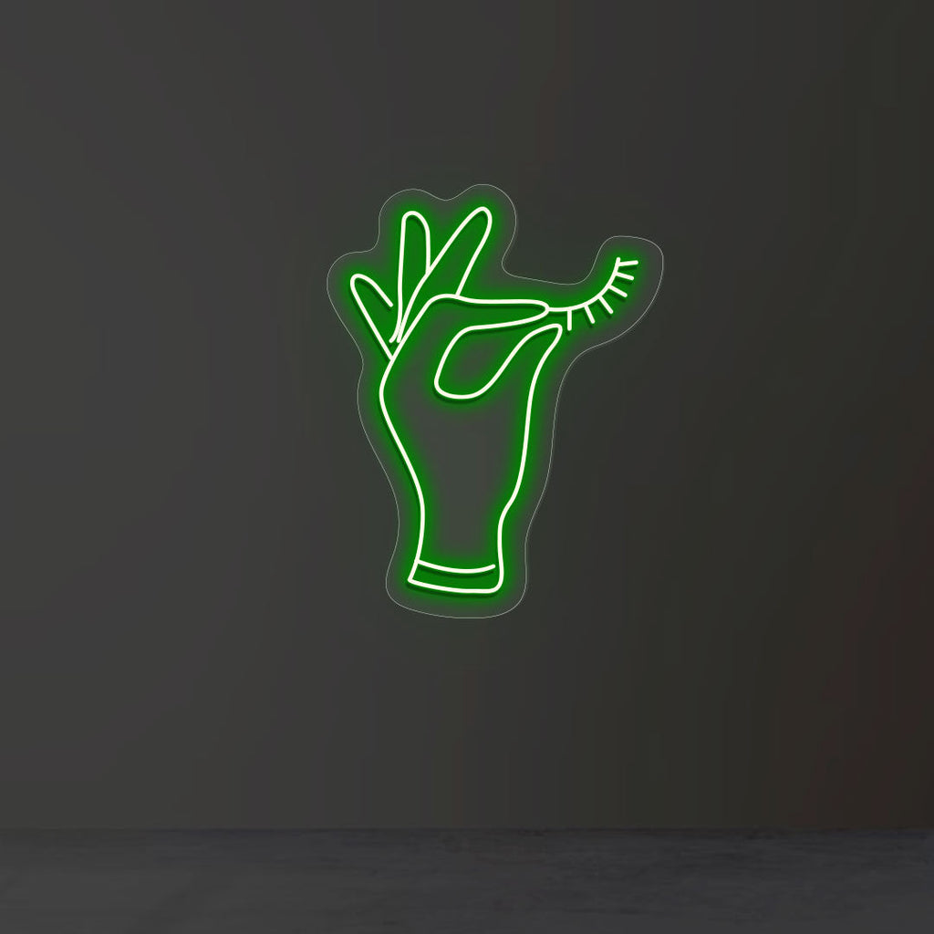 Hand Holding Eyelash Neon Sign