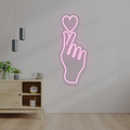 Heart On Fingers Love Neon Sign