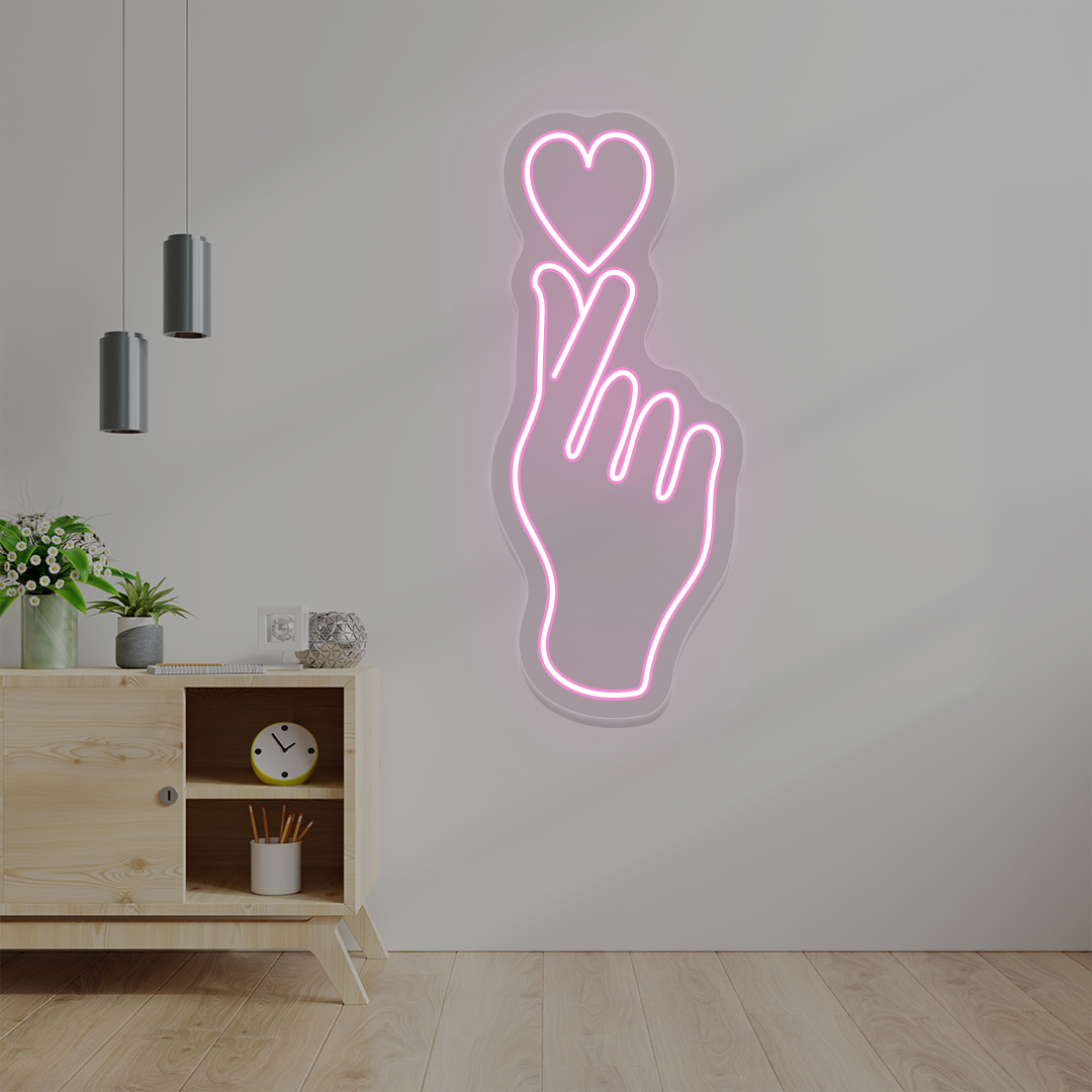 Heart On Fingers Love Neon Sign