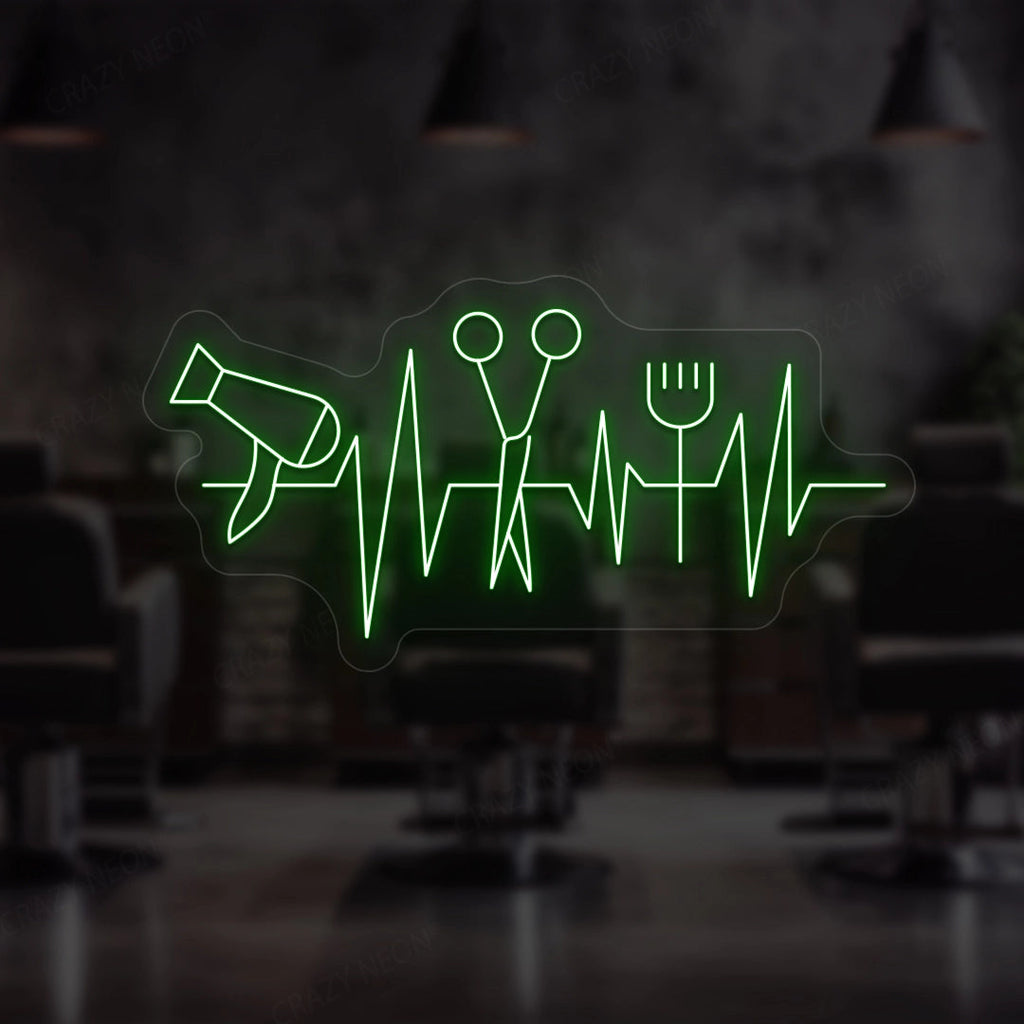 Heartbeat Hair Salon Neon Sign