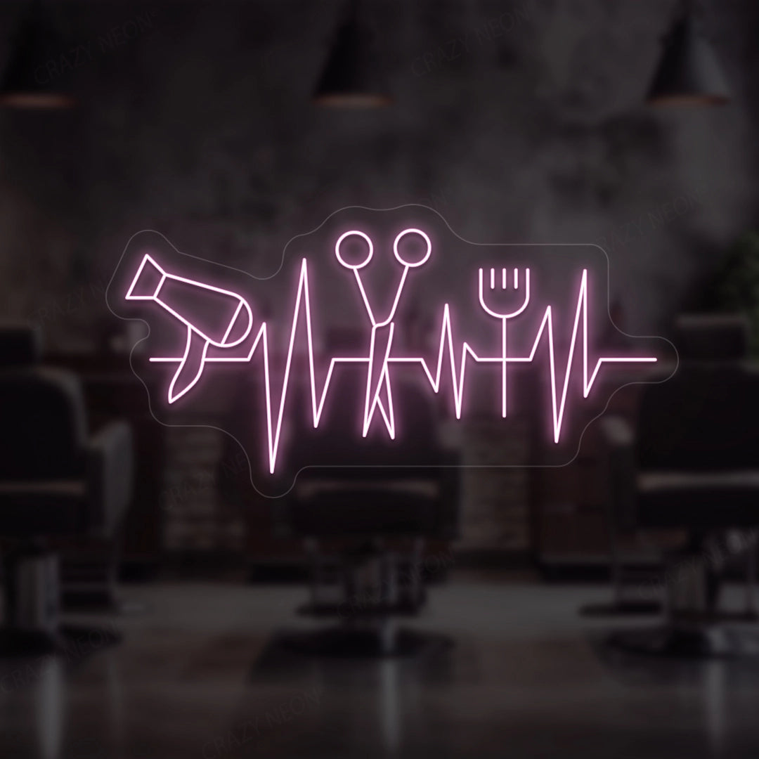 Heartbeat Hair Salon Neon Sign