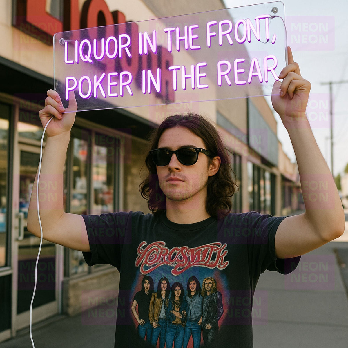 Liquor In The Front, Poker In The Rear - LED Neon Sign