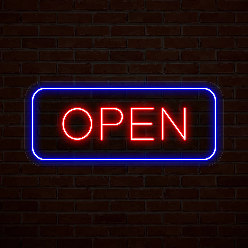 Multicolor Open LED Neon Sign Rectangle Shape
