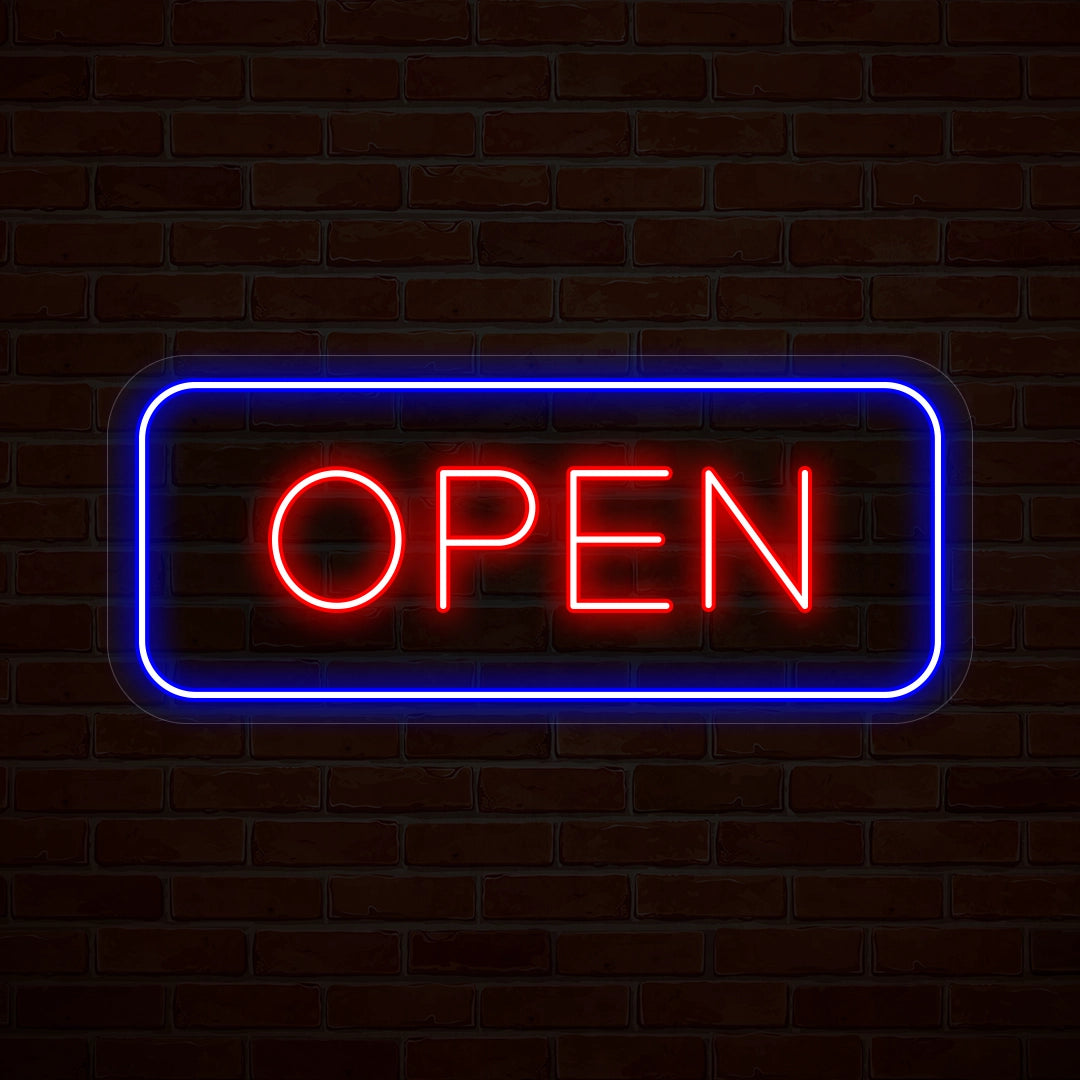 Multicolor Open LED Neon Sign Rectangle Shape