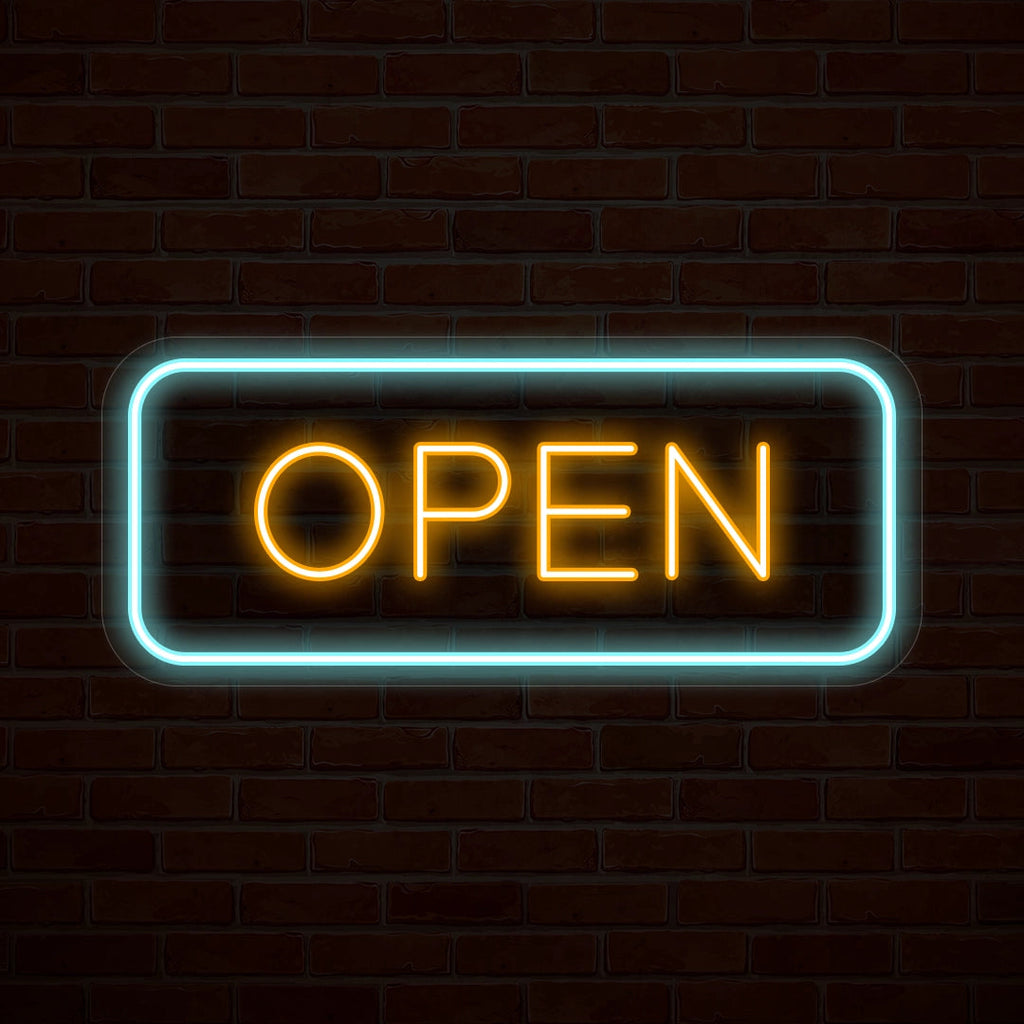 Multicolor Open LED Neon Sign Rectangle Shape