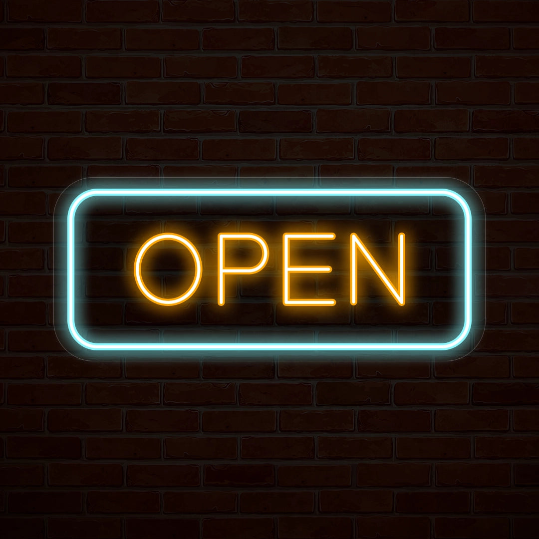 Multicolor Open LED Neon Sign Rectangle Shape