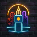 NYC Cityscape Under Dome Neon Sign